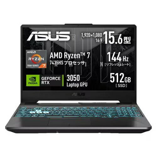 エイスース ゲーミングノートパソコン FA506NCR-R7R3050 | ASUS ノートパソコン 15.6型 FHD Ryzen 7 16GB 512GB グラファイトブラック