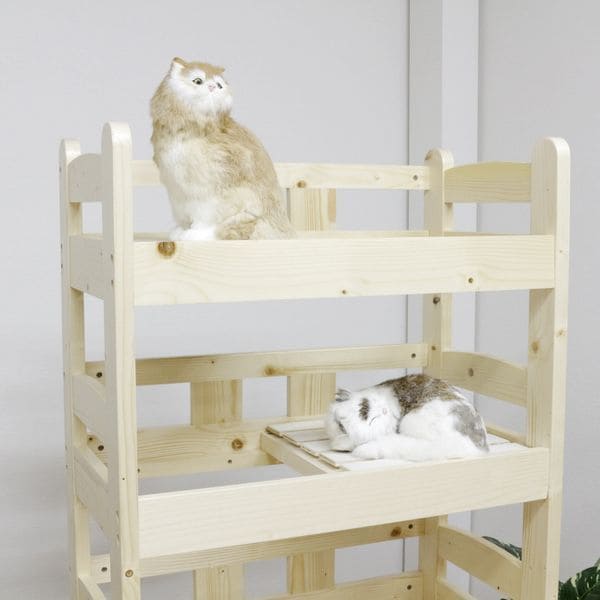 北欧パイン材を使用した小屋付き５段ペットベッド | キャットタワー 猫 猫用 ペット用ベッド ネコ キャットベッド ペット用品 ペットベッド ナチュラル デザイン 北欧 パイン材 木製 すのこ式 おしゃれ かわいい 可愛い キャット ねこ ねこちゃん 小屋付き 秘密基地 ハシゴ付