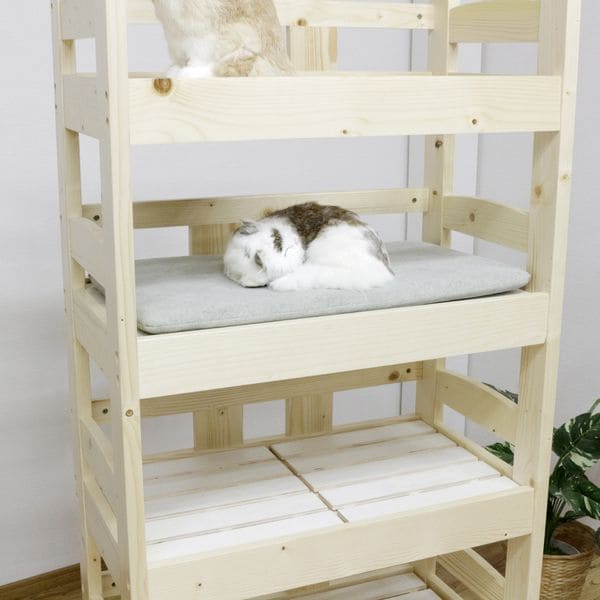 北欧パイン材を使用した小屋付き５段ペットベッド | キャットタワー 猫 猫用 ペット用ベッド ネコ キャットベッド ペット用品 ペットベッド ナチュラル デザイン 北欧 パイン材 木製 すのこ式 おしゃれ かわいい 可愛い キャット ねこ ねこちゃん 小屋付き 秘密基地 ハシゴ付