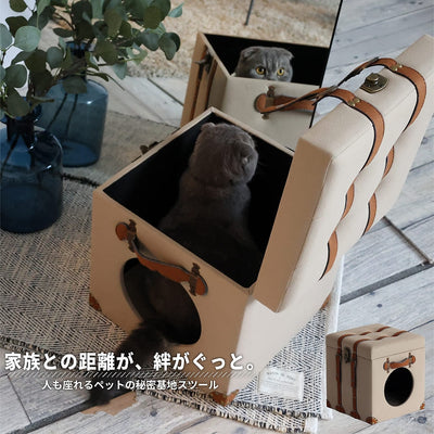 ペット ペットハウス スツール 屋内 部屋 リモート ペットベッド 犬 いぬ 猫 ねこ ベッド 小型犬 かわいい アンティーク風 マット ウレタンフォーム 猫ベッド ドッグベッド 可愛い 春 夏 秋 冬 オールシーズン ゆったり 完成品 ロースツール 座椅子 収納付き 取っ手付き