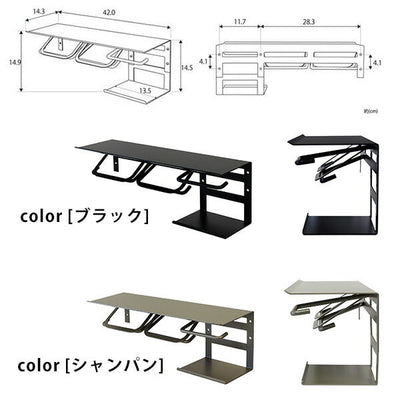 アイアントイレットペーパーホルダー W42×D14.3×H14.9cm | ストックタイプ ２連 ダブル ペーパーホルダー タオル掛け シンプル モダン DIY トイレ用品 小物 ブラック シャンパン おしゃれ