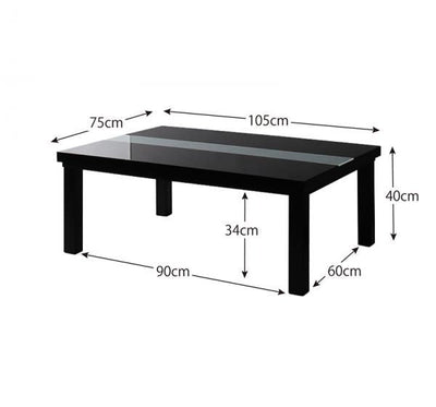 鏡面仕上げこたつテーブル 単品 75×105cm こたつテーブル こたつ コタツ ローテーブル こたつ付きテーブル センターテーブル 机 座卓 リビングテーブル シンプル モダン ブラック ホワイト