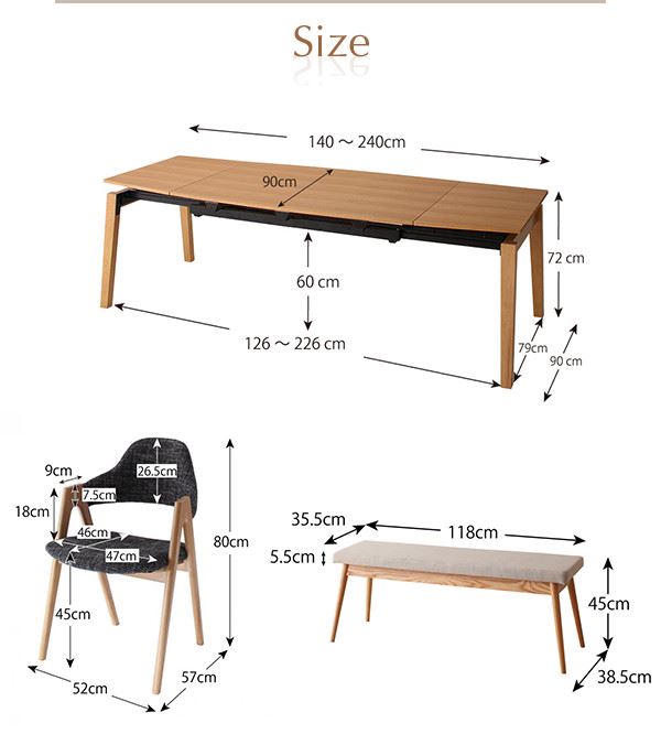 ダイニングテーブル  W140-240  ｜スライド伸縮式ダイニングテーブル テーブル単品 ダイニングテーブル 伸縮 北欧 おしゃれ 木製 テーブル 食卓テーブル 食卓 ダイニング 伸縮ウッドダイニング ダイニングテーブル単体 天然木オーク材