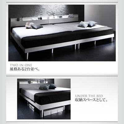 ベッド ダブル マルチラススーパースプリングマットレス付き ベッドフレーム bed ベット ベッド すのこ 通気性 棚・コンセント付き デザインすのこベッド美しいディティール ステーションデザインすのこ