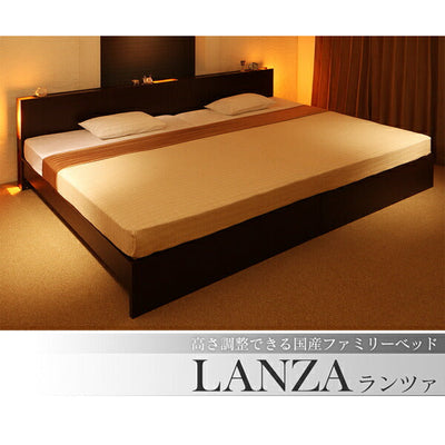 ベッド ワイドK200 薄型抗菌国産ポケットコイルマットレス付き 高さ調整できる国産ファミリーベッド LANZA ランツァ ベッドフレーム ベッドフレーム bed ベット ベッド すのこ 通気性