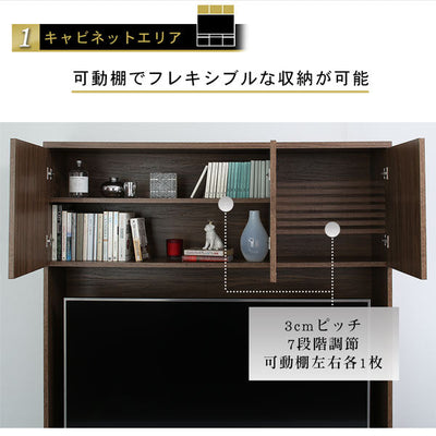 ハイタイプテレビボード テレビボード+家電収納キャビネット | テレビ台 ハイタイプ ウォールナット TV台 55型 55インチ 55v型 大型テレビ 収納 収納付き 棚 引き出し 壁面収納 背面コード 木扉 キャビネット シンプル 引き出し収納 模様替え リビング リビングダイニンク