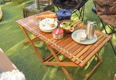 フォールディングテーブル テーブル カフェ風 テラス バルコニー シンプル 天然木 カフェ風