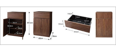 E：2点セット 4段チェスト＋キャビネット | 木製 収納 収納家具 シンプル モダン 家具 引出し 衣類 衣服 洋服 省スペース 整理 キッチン 食器棚 多目的収納 引出し FAX台