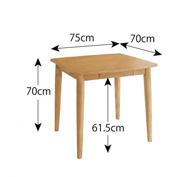 ダイニングテーブル W75cm  天然木タモ無垢材ダイニング テーブル ダイニングテーブル リビングテーブル 引出し付き 食卓テーブル 食事 食卓 テーブル 机 お洒落