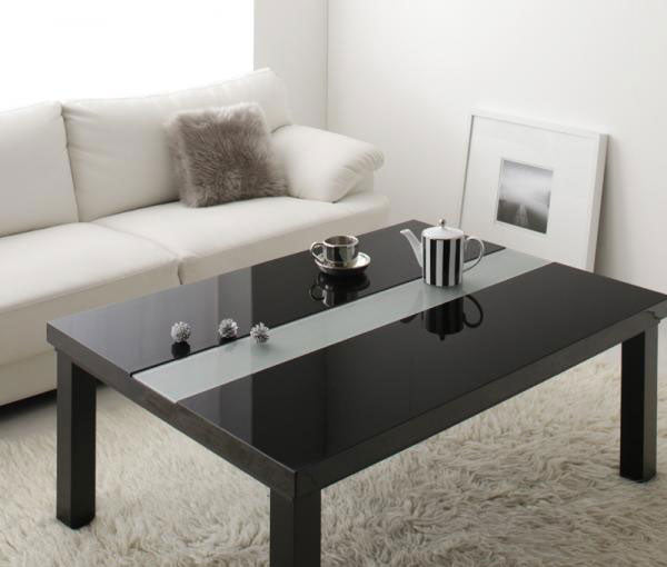 鏡面仕上げこたつテーブル 単品 80×120cm こたつテーブル こたつ コタツ ローテーブル こたつ付きテーブル センターテーブル 机 座卓 リビングテーブル シンプル モダン ブラック ホワイト