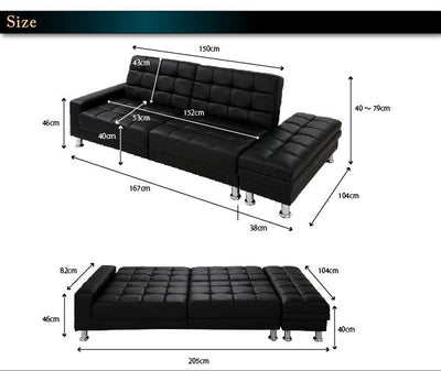 ソファベッド ブラック  2人掛け ソファベッド ソファ 多機能 ベッドにもなる デザイナーズ家具のようなたたずまい キルティング加工 スタイリッシュ シンプル すっきり 使い方自由 アレンジ自由