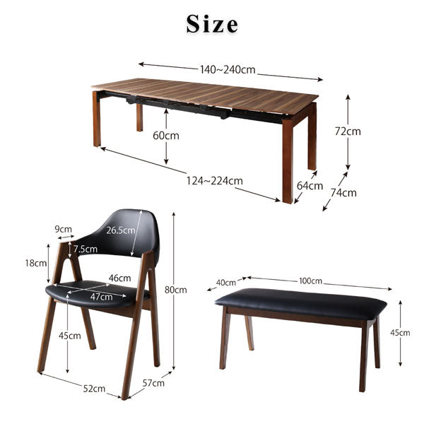 ダイニング4点セット テーブル+チェア2脚+ベンチ | ダイニング ナチュラル カフェ風 シンプル おしゃれ カフェ空間 すっきり デザイン 北欧風 こだわり トレンド モダンデザイン