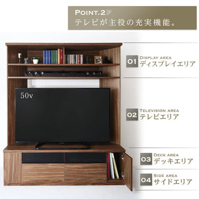 コーナーテレビボード | テレビボード リビング収納 テレビ周りの収納 整理整頓 スマートリビング 省スペース 見やすい 置きやすい コーナーを上手に利用 ウォルナット 高級感 ブラックガラスデザイン