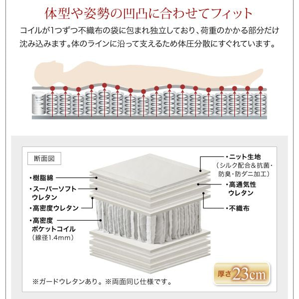 プレミアムポケットコイルマットレス付きベッド ダブル ベッド 棚 ナチュラル レトロ 落ち着いた雰囲気 ナチュラル素材 ゆっくり眠れる 北欧 北欧風 ヴィンテージ風 北欧ヴィンテージ カフェ風