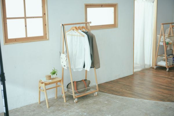 ハンガーラック バスケット付き | コートハンガー 収納 ハンガーラック バスケット付き | コートハンガー 収納